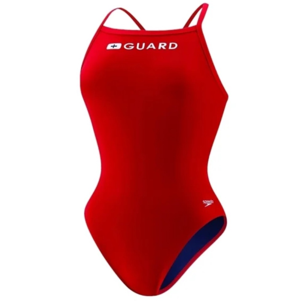 SPEEDO Endurance LIFEGUARD red athletic women’s one piece size 32 NWT